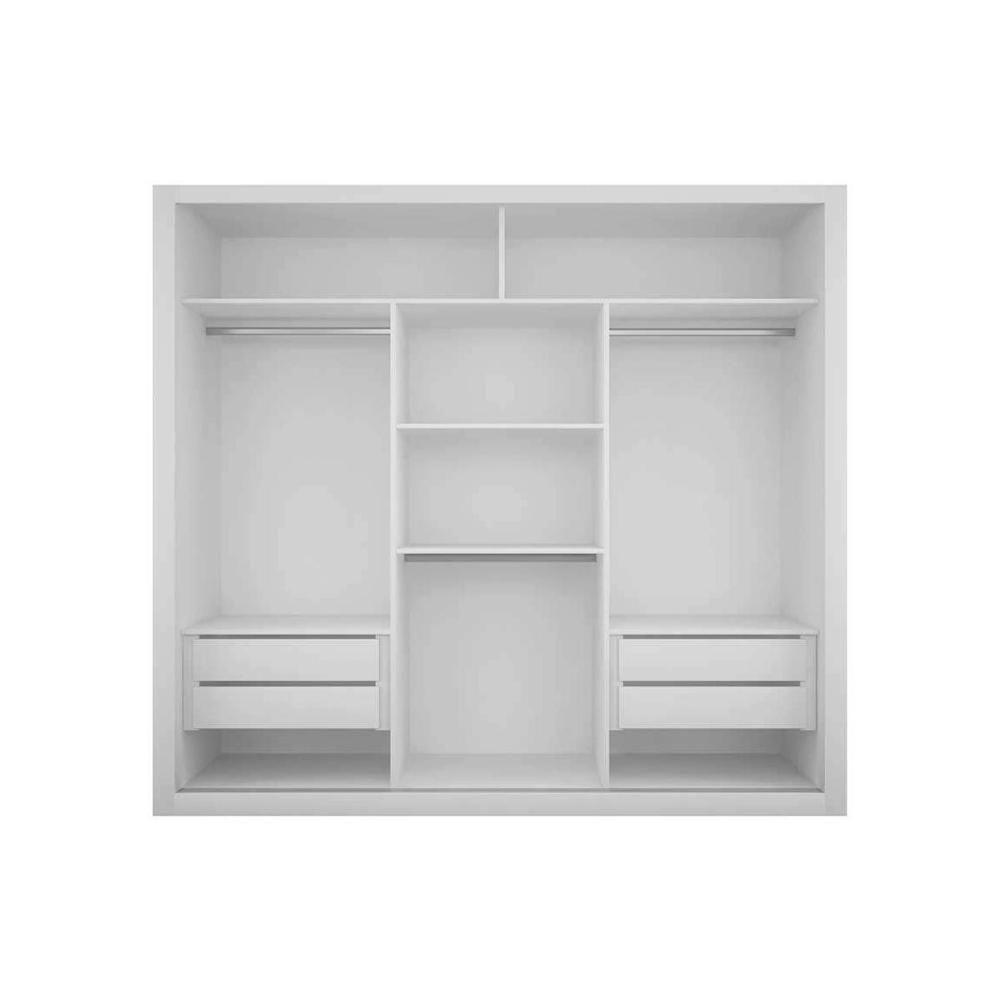 Guarda Roupa 3 Portas De Correr E 4 Gavetas C- Pés Veneza Naturale-off White - Rufato - 5