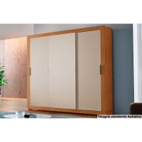 Guarda Roupa 3 Portas De Correr E 4 Gavetas C- Pés Veneza Naturale-off White - Rufato - 1