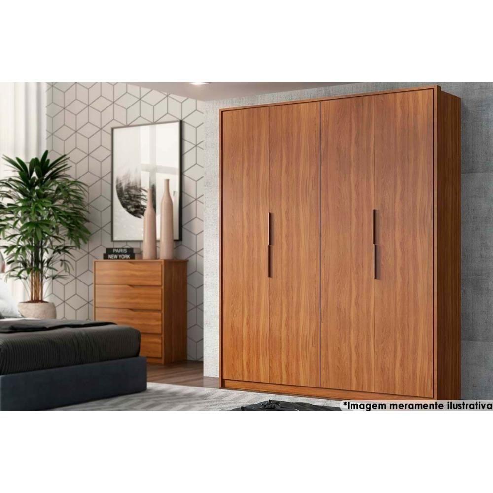 Guarda Roupa 4 Portas E 3 Gavetas Attore Nogueira Touch - Demóbile - 1