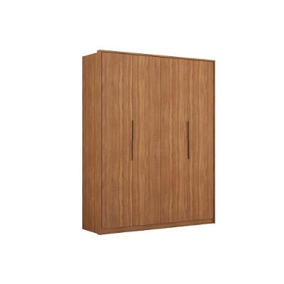 Guarda Roupa Solteiro Attore Nogueira Touch 4 Portas de Abrir 3 Gavetas Nogueira