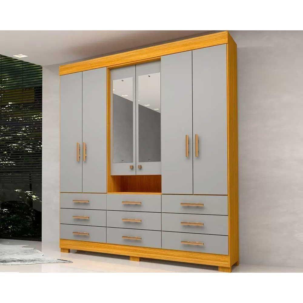 Guarda Roupa 6 Portas (2 C- Espelho) E 9 Gavetas Débora Nature-off White - Acp - 7