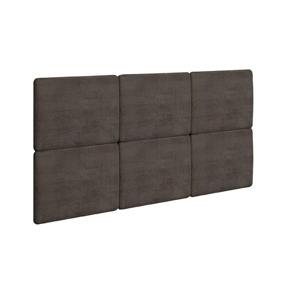 Painel De Cama Box Estofada Modulada Lucca (3un) Casal/queen - Suede Grafite - Rufato - 1