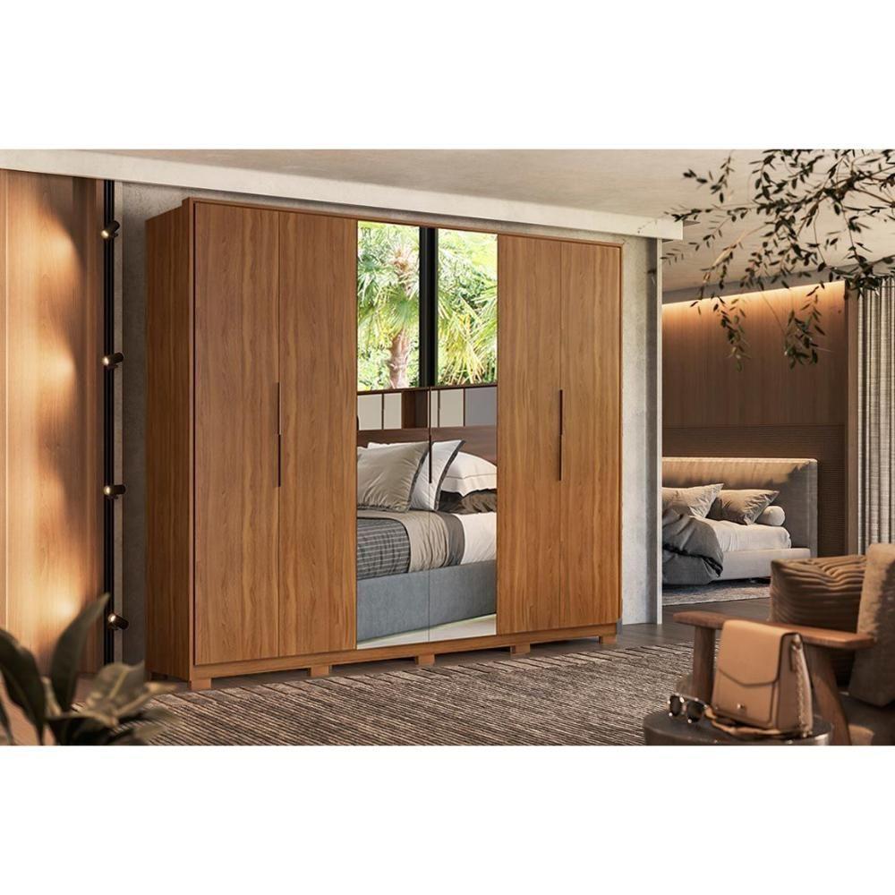 Guarda Roupa 6 Portas (2 C- Espelho) E 6 Gavetas C- Pés Atrice Amêndola Touch - Demóbile - 1