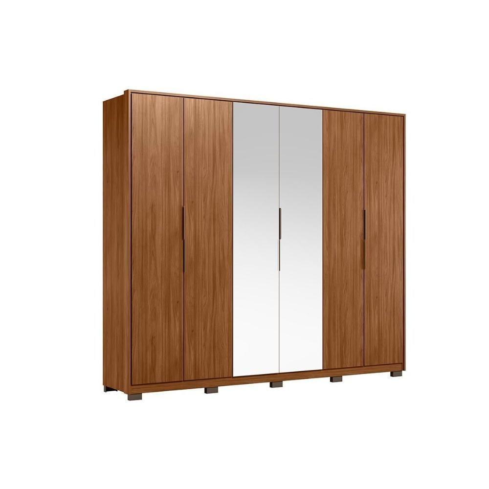 Guarda Roupa 6 Portas (2 C- Espelho) E 6 Gavetas C- Pés Atrice Amêndola Touch - Demóbile - 6