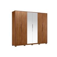 Guarda Roupa 6 Portas (2 C- Espelho) E 6 Gavetas C- Pés Atrice Amêndola Touch - Demóbile - 6