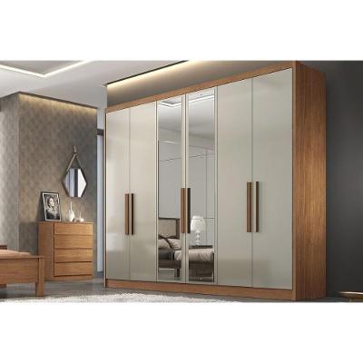 Guarda Roupa 6 Portas (2 C- Espelho) E 4 Gavetas Rizon-linea Plus Cumaru-fendi - Novo Horizonte