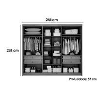 Guarda Roupa 6 Portas (2 C- Espelho) E 4 Gavetas Rizon-linea Plus Cumaru-fendi - Novo Horizonte - 2
