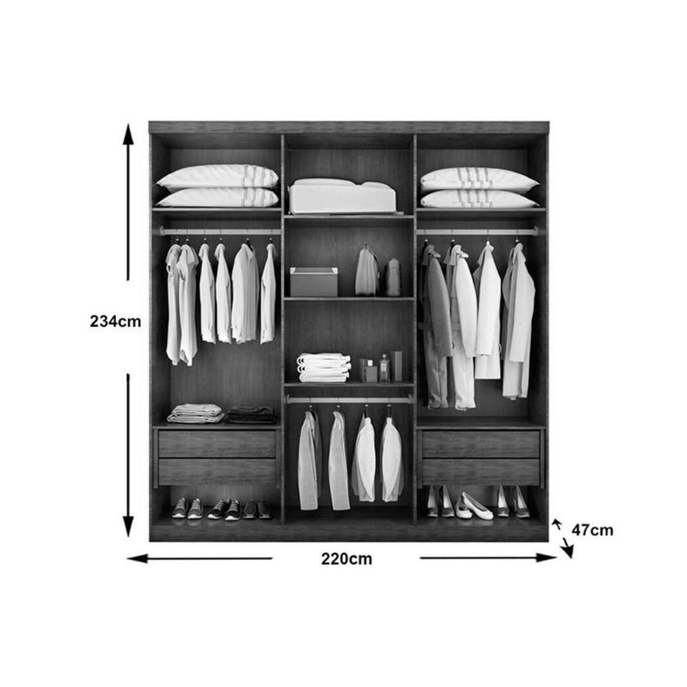 Guarda Roupa 6 Portas E 4 Gavetas C- Pés Bahia Naturale-off White - Rufato - 5