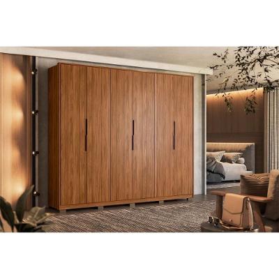 Guarda Roupa Casal Atrice Nogueira 6 Portas de Bater 6 Gavetas Nogueira Demóbile