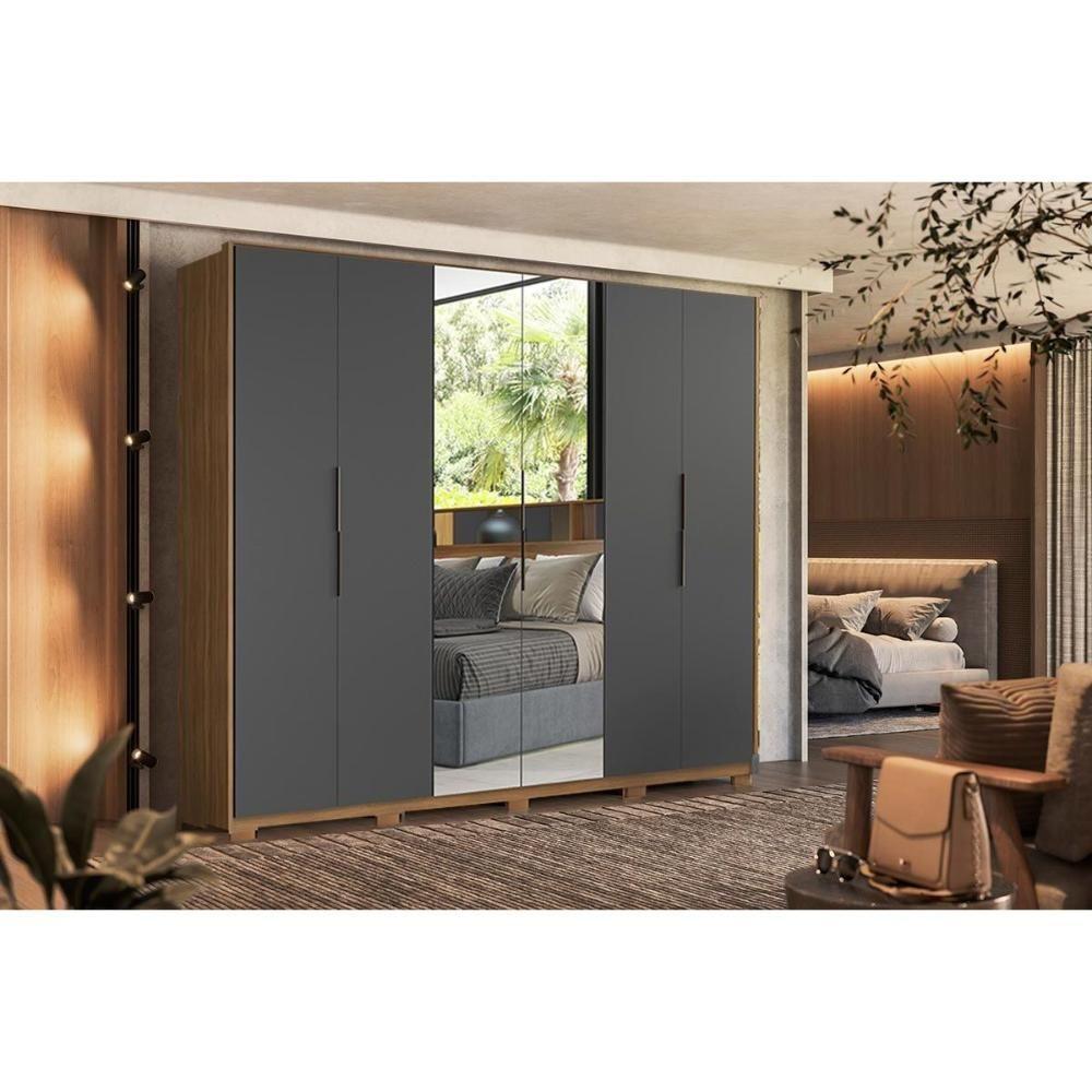 Guarda Roupa 6 Portas (2 C- Espelho) E 6 Gavetas C- Pés Atrice Amendola-grafito - Demóbile - 1