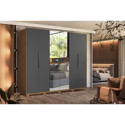 Guarda Roupa Casal Atrice 6 Portas de Abrir 6 Gavetas Amendola-Grafito MDP Demóbile