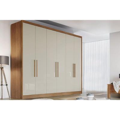 Guarda Roupa Casal New Vértice-Messina 6 Portas de Bater 4 Gavetas Messina Cumaru-Fendi