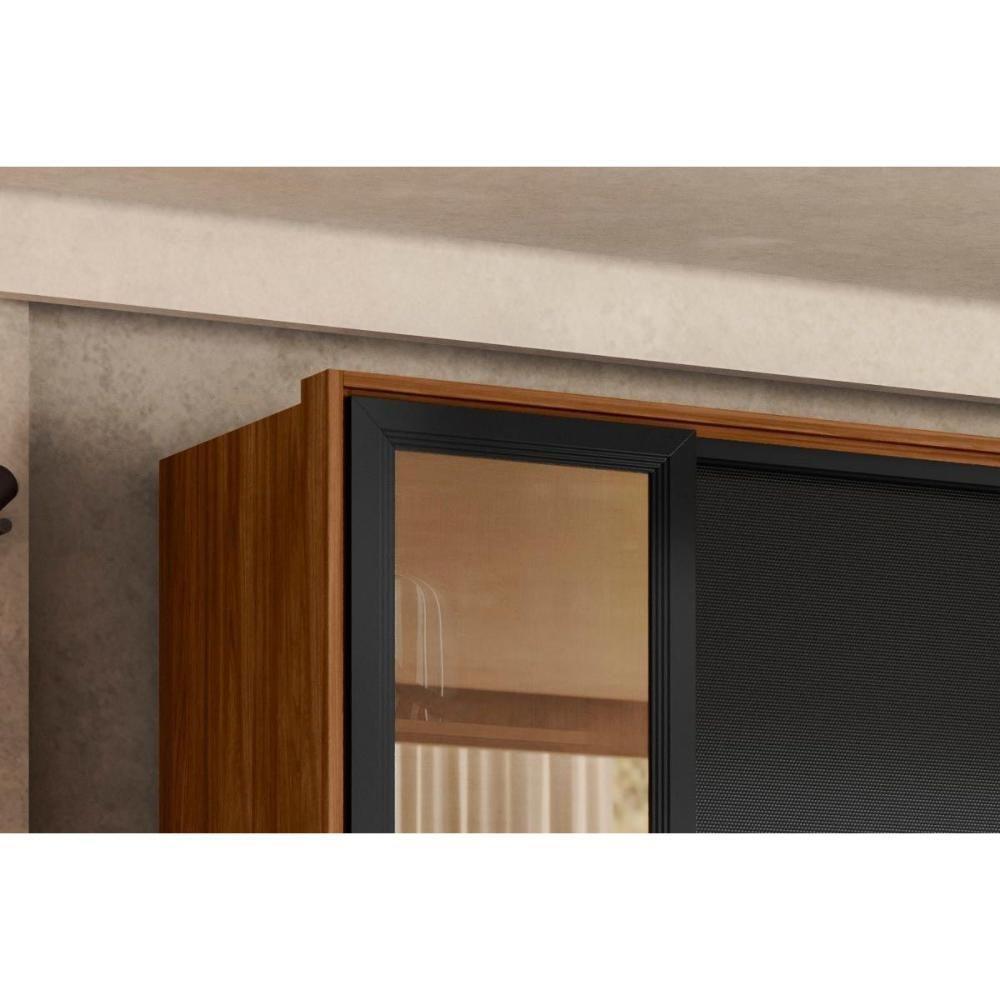 Guarda Roupa 4 Portas De Correr E 4 Gavetas C- 2 Vidros Reflecta E Pés Laredo Flex Nogueira-nogueira Ou Nude - Demóbile - 5