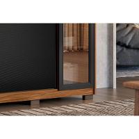 Guarda Roupa 4 Portas De Correr E 4 Gavetas C- 2 Vidros Reflecta E Pés Laredo Flex Nogueira-nogueira Ou Nude - Demóbile