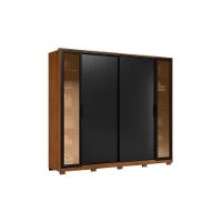 Guarda Roupa 4 Portas De Correr E 4 Gavetas C- 2 Vidros Reflecta E Pés Laredo Flex Nogueira-nogueira Ou Nude - Demóbile - 7