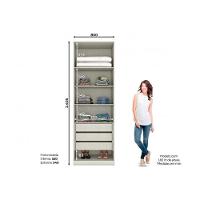 Módulo De Quarto Casal Guarda Roupa Mc04 Seletto C- 2 Portas C- Espelho E 3 Gavetas Areia - Henn - 3