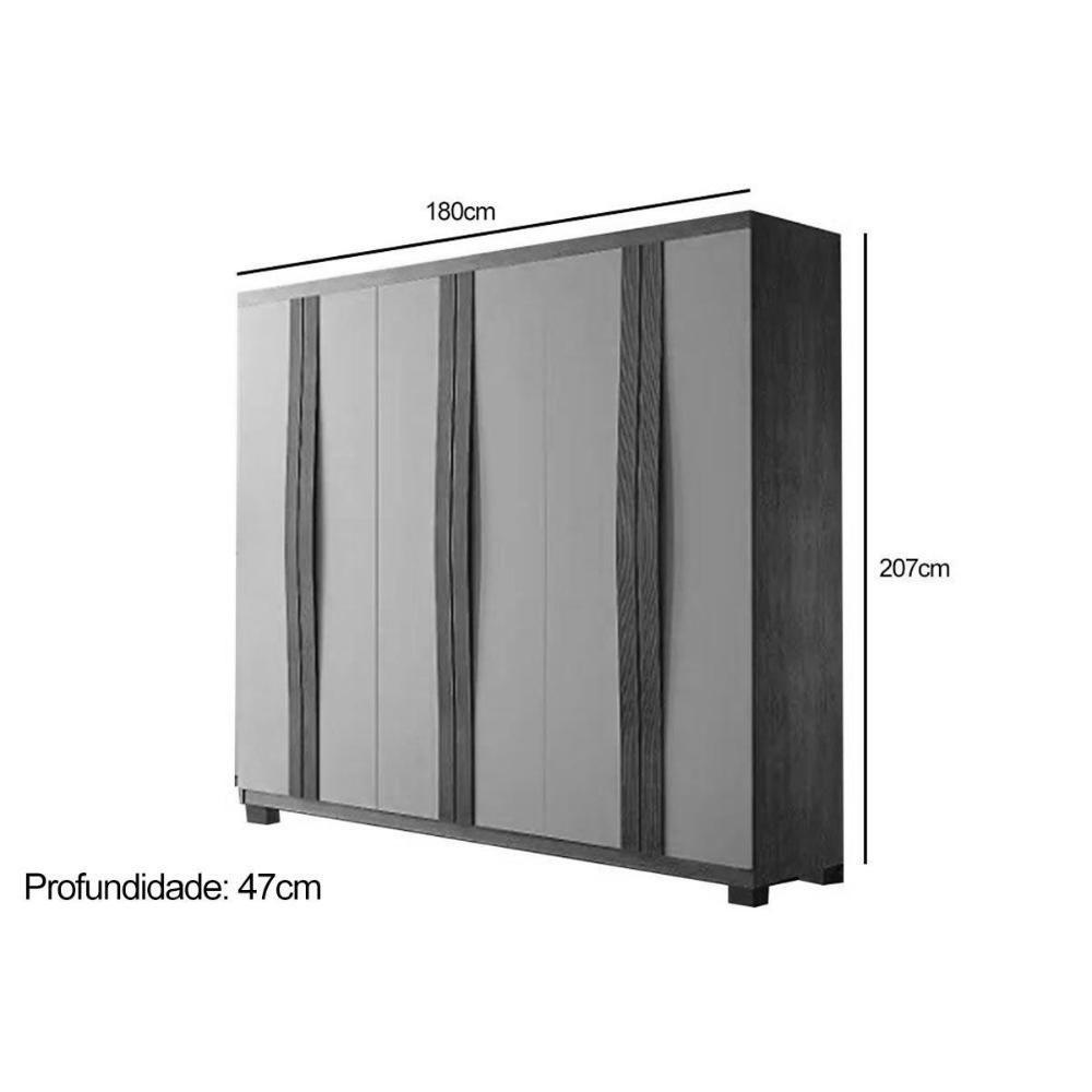 Guarda Roupa 6 Portas E 2 Gavetas C- Pés Grécia Naturale - Rufato - 5