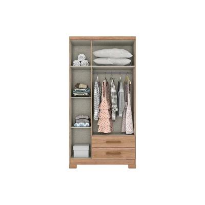 Guarda Roupa Solteiro DA133 3 Portas Abrir 2 Gavetas Branco-Rosa MDF-MDP com Espelho