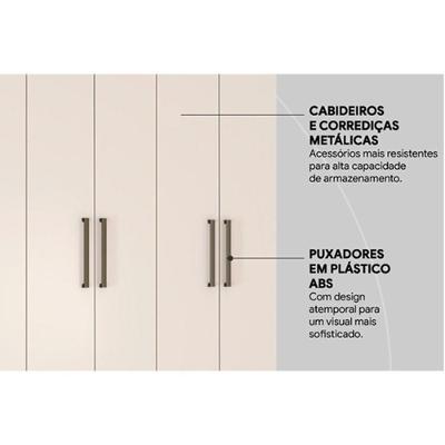 Guarda Roupa Solteiro Verso 6 Portas de Bater 2 Gavetas Amendola-Off White