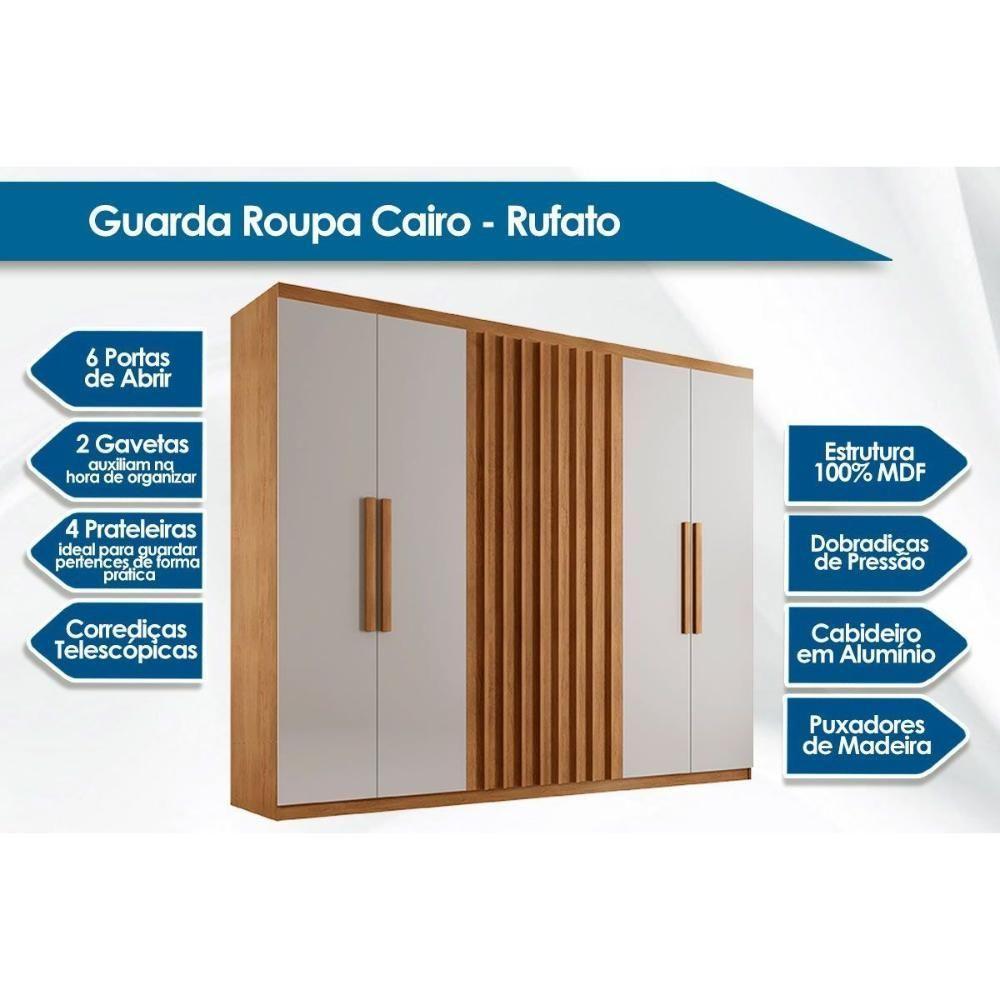 Guarda Roupa 6 Portas E 2 Gavetas Cairo Naturale-grafite - Rufato - 2