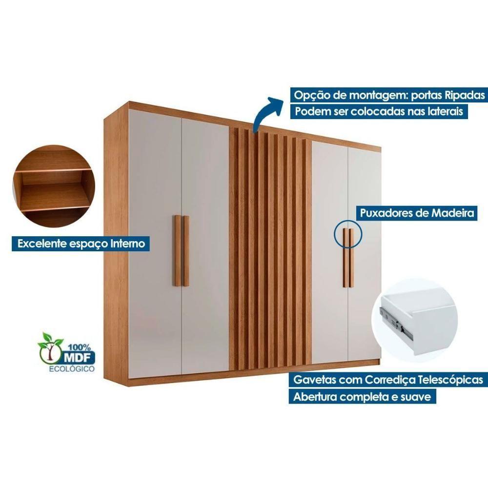 Guarda Roupa 6 Portas E 2 Gavetas Cairo Naturale-grafite - Rufato - 3