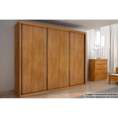 Guarda Roupa Casal Paradizzo Palazzo 3 Portas de Correr 6 Gavetas Cumaru MDF