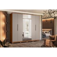 Guarda Roupa 6 Portas (2 C- Espelho) E 6 Gavetas C- Pés Atrice Nogueira-nude - Demóbile - 1