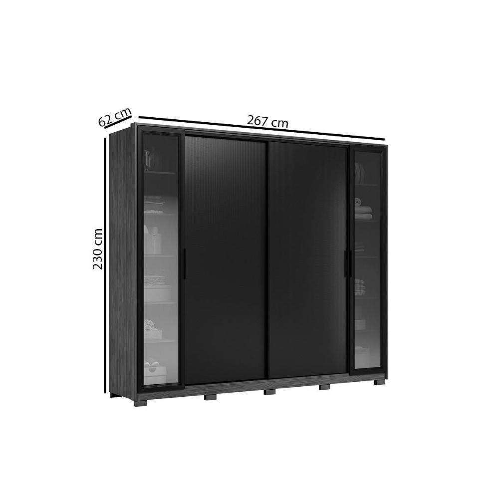 Guarda Roupa 4 Portas De Correr E 4 Gavetas C- 2 Vidros Reflecta E Pés Laredo Flex Amêndola-amêndola Ou Nude - Demóbile - 2