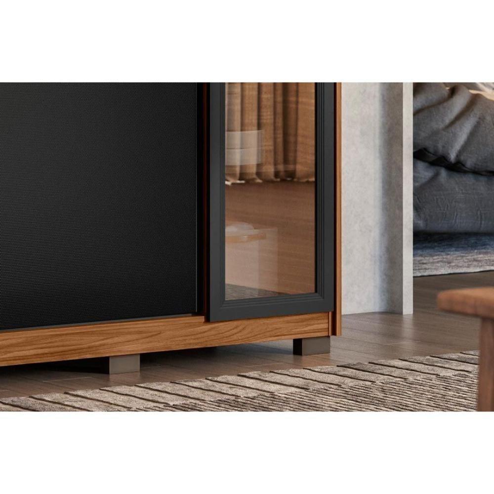 Guarda Roupa 4 Portas De Correr E 4 Gavetas C- 2 Vidros Reflecta E Pés Laredo Flex Amêndola-amêndola Ou Nude - Demóbile - 4