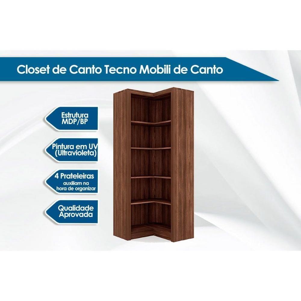 Guarda Roupa Closet De Quarto Me4132 De Canto C- 4 Prateleiras Preto - Tecno Mobili - 2