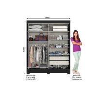 Guarda Roupa 2 Portas De Correr (1 C- Espelho) E 2 Gavetas C- Pés Briz B66 Branco - Henn - 3