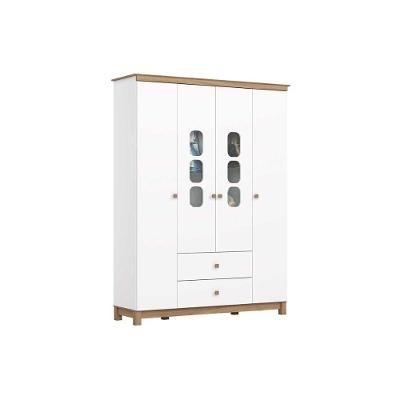 Guarda Roupa Infantil Aconchego 4 Portas Bater 2 Gavetas Branco MDF-MDP Henn