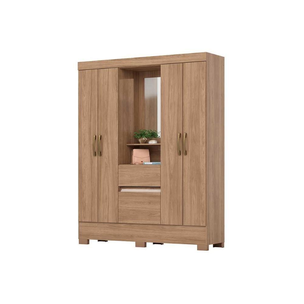 Guarda Roupa Casal 6 Portas E 2 Gavetas C- Pés Briz Bs07 Nature-off White - Henn - 2