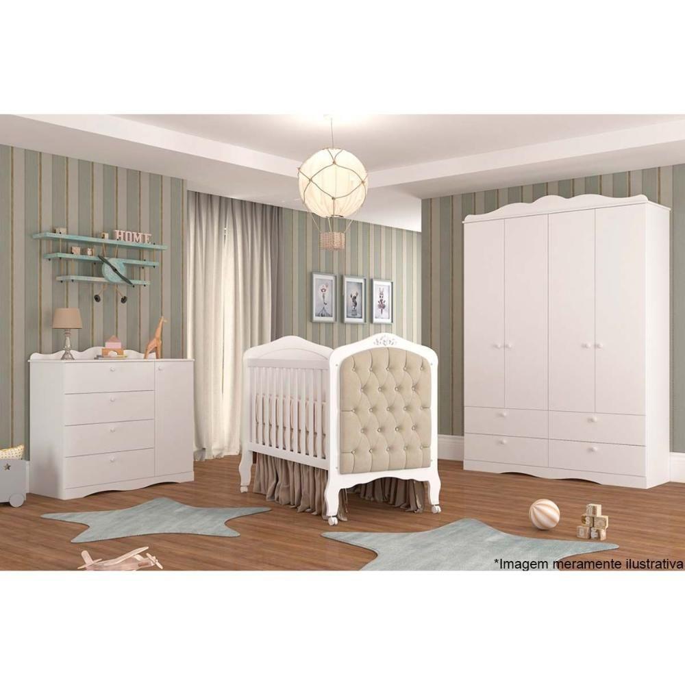 Guarda Roupa Bebê Encanto C- 4 Portas E 4 Gavetas Nature-branco - Permóbili Baby - 6