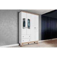 Guarda Roupa 4 Portas Confete C- E 2 Gavetas Branco-jequitiba - Henn - 1
