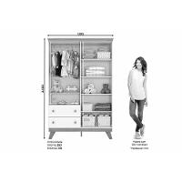 Guarda Roupa 4 Portas Confete C- E 2 Gavetas Branco-jequitiba - Henn - 5