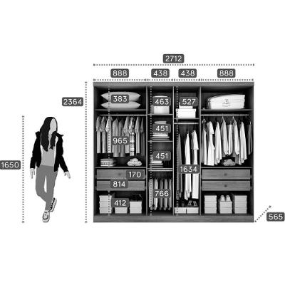 Guarda Roupas 3 Portas De Correr De (1 C- Espelho) E 4 Gavetas Toulon-sonetto Plus Cumaru-fendi - Novo Horizonte