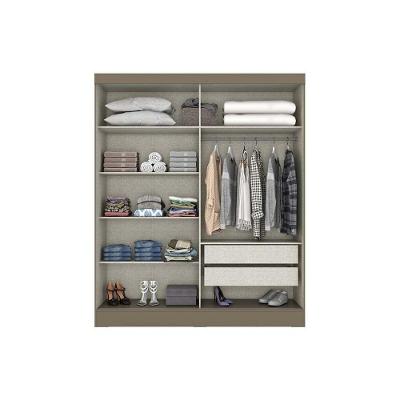 Guarda Roupa Solteiro Briz B74 2 Portas de Correr 2 Gavetas Nature-Off White Henn