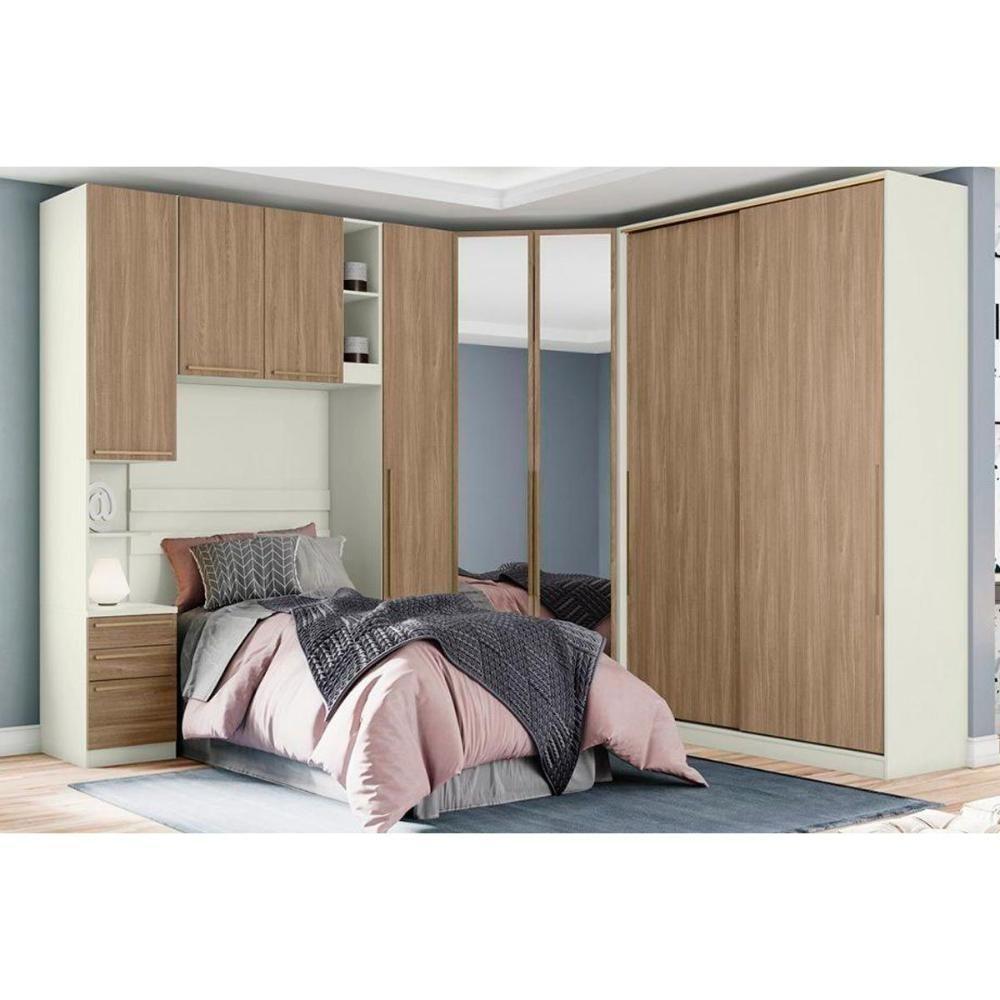 Guarda Roupa Closet Casal De Canto Oblíquo Seletto Mc06 C- 2 Portas C- Espelho E 3 Gavetas Areia - Henn - 5