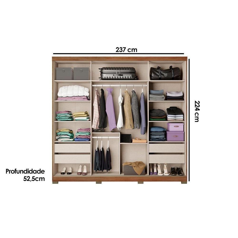 Guarda Roupa 2 Portas E 4 Gavetas Magnum 1175 Flex Freijo Ou Freijo C- Avela - Carraro - 3