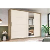 Guarda Roupas 2 Portas De Correr (1 C- Espelho) E 4 Gavetas Palace Rústico-off White - Henn - 1