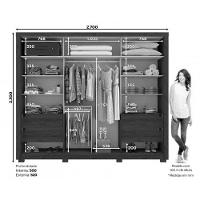 Guarda Roupas 2 Portas De Correr (1 C- Espelho) E 4 Gavetas Palace Rústico-off White - Henn - 2