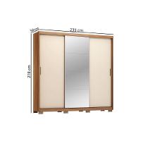 Guarda Roupa 3 Portas De Correr (1 C- Espelho) E 2 Gavetas C- Pés Dalila Flex Amêndola-amêndola Ou Off White - Demóbile - 3