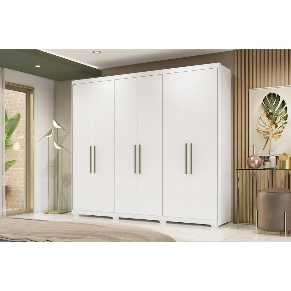 Guarda Roupa 6 Portas E 3 Gavetas C- Pés Sumatra Branco - Demóbile - 1