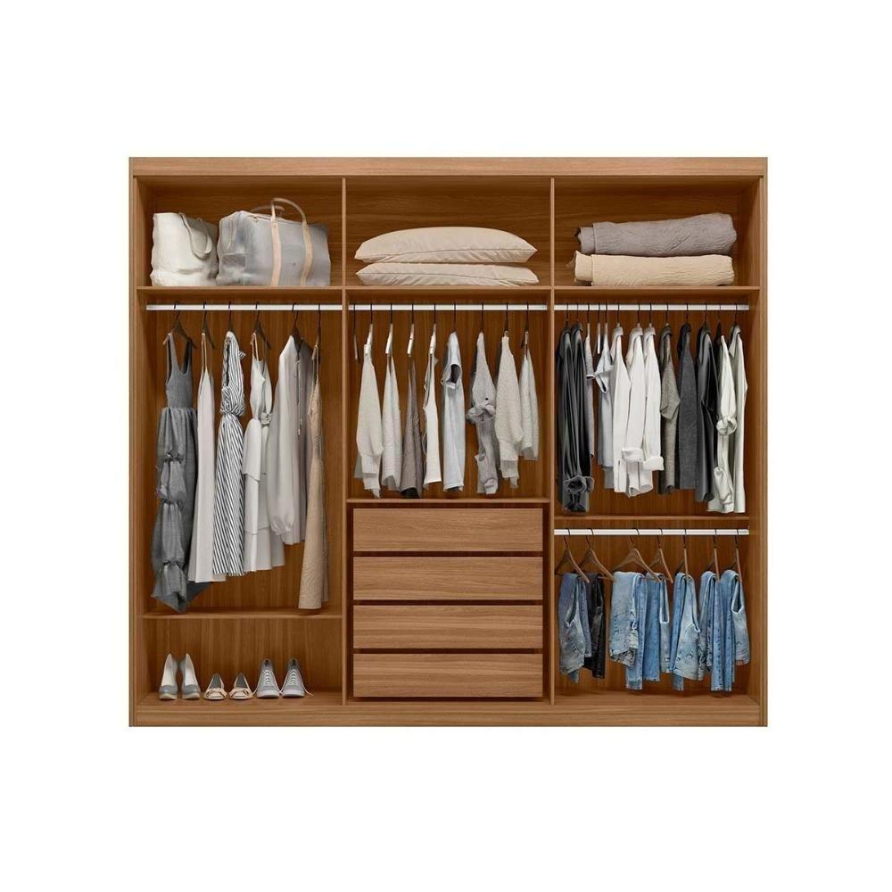 Guarda Roupas 3 Portas De Correr De (1 C- Espelho) E 4 Gavetas Dalila Amêndola-off White - Demóbile - 5