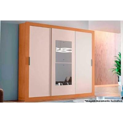 Guarda Roupas 3 Portas De Correr De (1 C- Espelho) E 4 Gavetas Veneza Premium Naturale-off White - Rufato