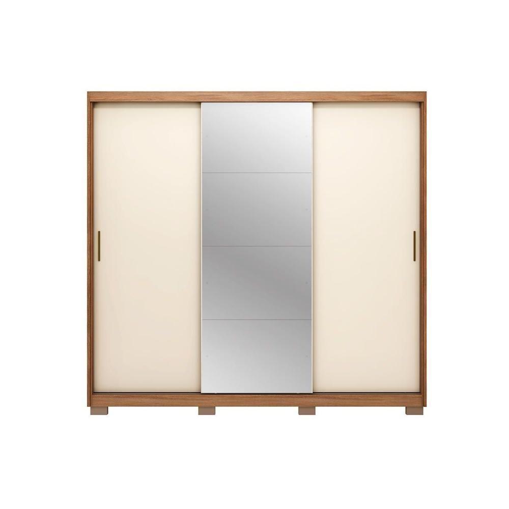 Guarda Roupa 3 Portas De Correr (1 C- Espelho) E 2 Gavetas C- Pés Dalila Flex Amendola-amendola Ou Off White - Demóbile - 3