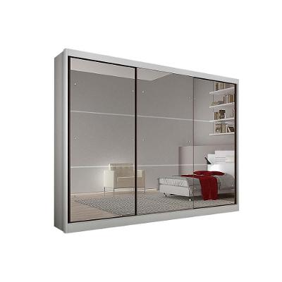 Guarda Roupa 3 Portas De Correr E 4 Gavetas C- Espelho Passion-atlanta Branco - Novo Horizonte