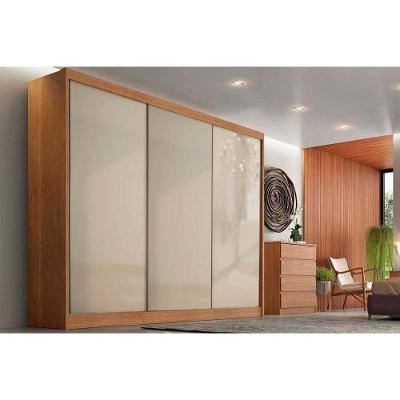 Guarda Roupa Casal Sollo-Logan 3 Portas de Correr 6 Gavetas Cumaru-Fendi MDF