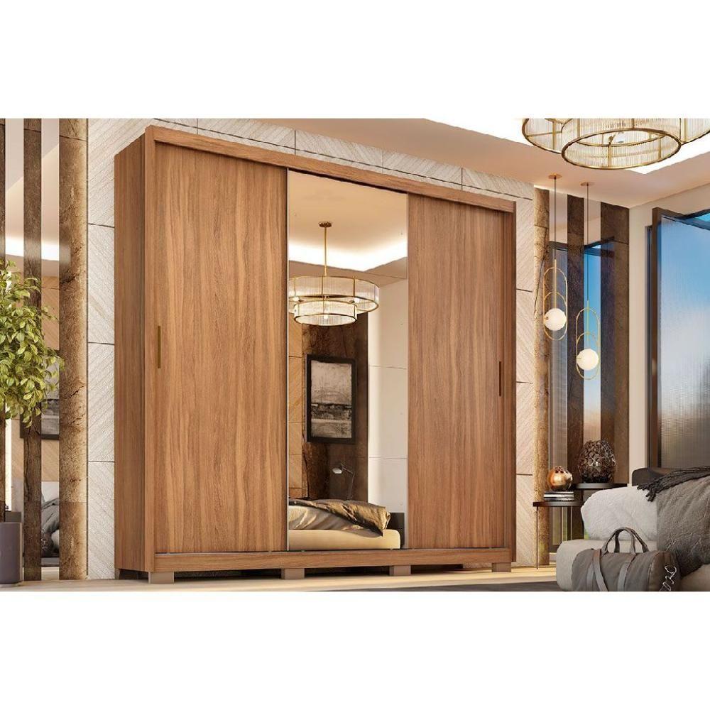 Guarda Roupa 3 Portas De Correr (1 C- Espelho) E 2 Gavetas C- Pés Dalila Flex Amendola-amendola Ou Off White - Demóbile - 1